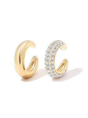 Ear Cuffs Sonya Non Piercing 14K Gold Plated Chunky Rhinestone Cartilage Clip on